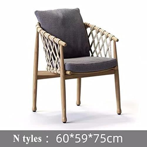 Outdoor Woven Back Seat, Leisure Single Chairs W/Cushions, Garden Wicker Dining Chairs, Backrest Lounge Seat, Lightweight Lazy Sunlounger Reclining (Size : N Style) #TOP1