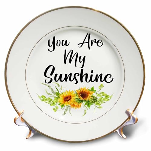 3dRose You are My Sunshine with Yellow Sunflowers Plate, 8