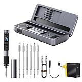 Elektrisches Lötkolben Kit 100W DC9-24V Mini Lötkolben PD/QC Soldering Iron Station mit Exklusive Aufbewahrungsbox and Ladegerät EU für Präzisionsreparatur der Elektronik, 6 Lötköpfe