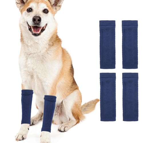 Image of ROZKITCH 4 PCS Dog Knee Wrap to Help Reducing Licking Scratching Elbow | Soft Knitting, Stretchy Fit Sleeves, Helps Reduce Licking, Dog & Cat Friendly, Easy to Wear, Daily Leg Coverage