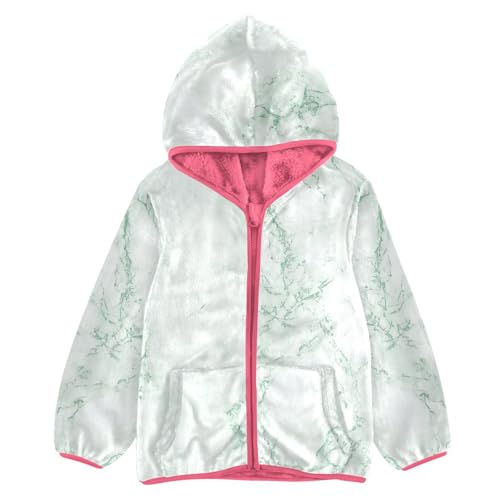 GuoChe White Marble Green Boys Fall Fleece Jacket