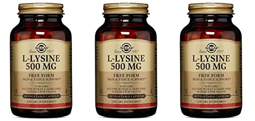Solgar L-Lysine 500 mg Vegetable Capsules, 100 V Caps 500 mg(Pack of 3)