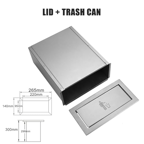 Contenedor de basura embutido de acero inoxidable con tapa miniatura 2