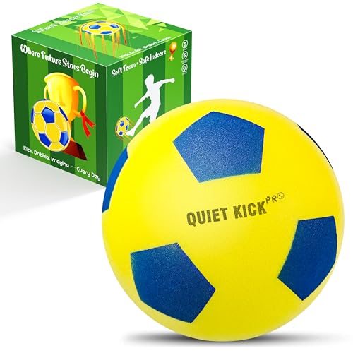 Kikkavo Silent Indoor House Ball PRO Size 3 Weighted Airless Foam Soccer Ball for Training Soft No-Noise Touch Durable Construction Soft No-Noise Design for Home Play