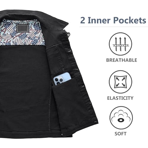 JYG Denim Vest for Men Casual Lapel Trucker Jeans Vests Fashion Vintage Sleeveless Vest3