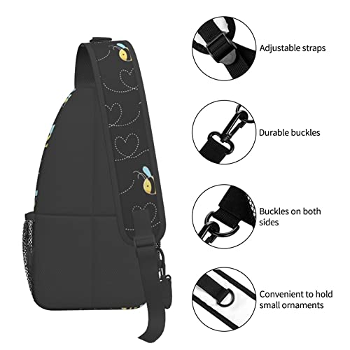 WURTON Bumble Bees Print Crossbody Backpack Shoulder Bag Cross Chest Bag For Travel, Hiking Gym Tactical Use4