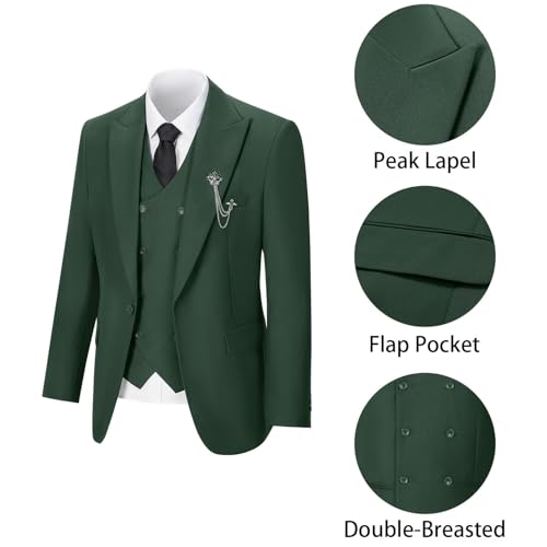 Men's 3 Piece Suit Slim Fit Classic One Button Suit for Men Groomsmen Business Prom Double Breasted Vest Blazer Tuxedo4