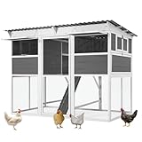 JFHID 83'' Extra Large Chicken Coop with Run, Wood Chicken House with 6 Nesting Boxes & Roost Bar for 6-10 Chickens, Outdoor Hen Fence Poultry Pet Cage for Backyard