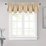 NICETOWN Room Darkening Tier Valance - 52 inches by 18 inches Scalloped Rod Pocket Valance Curtain...