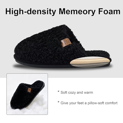 Image of Micolin Slippers For Women Men Fuzzy Winter Warm With Memory Foam House Comfort Fluffy Lining Anti-Skid Cute Indoor Outdoor Shoes