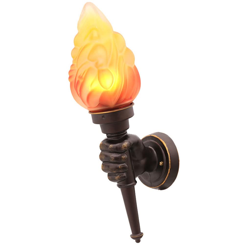 TPWEWRX Creative Torch Hand Wall Light Fixtures 18.9" H Vintage Aluminium Courtyard Wall Lamp Balcony Wall Sconce Exterior Hallway Wall Mount Porch Lights (Right Hand)