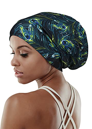 Image of Satin Lined Sleep Slouchy Cap Curly Girl Slap Headwear Gifts For Frizzy Hair Women