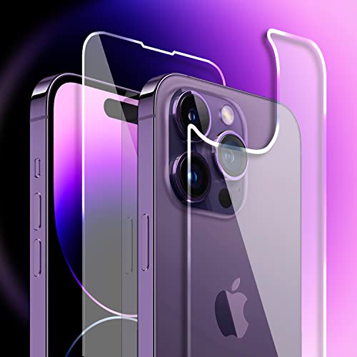 Shacoryze Front and Back Screen Protector for iPhone 14 Pro Max, Back Tempered Glass Front and Rear...