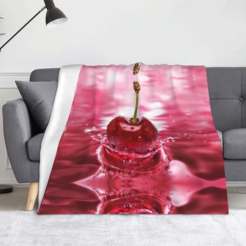 Couverture flanelle anti-transpiration légère motif cerises