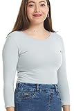 ESTEEZ Slim Fit 3/4 Sleeve Cotton Office T Shirt for Women - Camisas de Mezclilla de Mujer - (EX801247POLARGREYXL)
