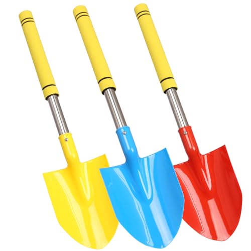 Frebuta Heavy Duty Beach Shovel, 26in 3PC Thickened Metal Sand Shovel with Stainless Steel Foam Handle Non-Slip Grip Portable Sand Beach Shovel for Outdoor Sand Digging Snow Clearing Beach Activities