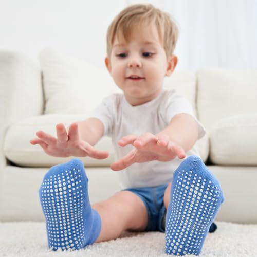 Image of Zaples Baby Non Slip Grip Ankle Socks with Non Skid Soles for Infants Toddlers Kids Boys Girls
