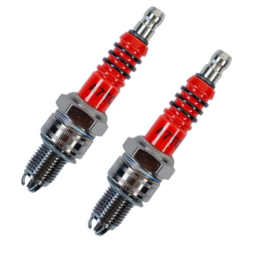 Gopupu High Performance A7TC Spark Plug 3 Electrode Replacement for GY6 50cc 70cc 90cc 110cc 125cc, CR7HSA Spark Plug A7RTC A7TDI C7HSA CR6HSA C6HSA CR7HGP Dirt Bike Moped Scooter ATV Motorcycle 2Pcs