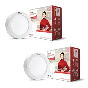 Murphy LED 9 Watts CBL Round Surface Down Light, Pack of 2, Cool White - No False Ceiling Required,Aluminium
