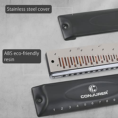 Conjurer Chromatic Harmonica Valveless For Kids Adult Beginners 12 Hole Harmonica Key Of C Stainless Steel Mouth Organ With Brass Reed In Case thumb #2