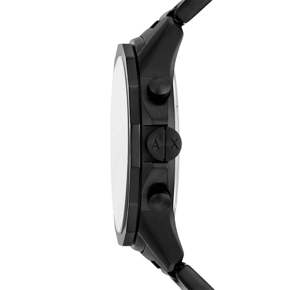 Armani Exchange Orologio da uomo nero, movimento cronografo al quarzo e cassa da 44 mm con cinturino in acciaio