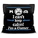 PR Print Royal Gaming-Kissen mit Spruch - Keep Calm? I'm a Gamer - Geschenke für Zocker, Gamer, Geburtstag, Kumpels, Zocken - Deko Satin-Kissen schwarz, 45x45 cm