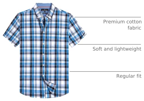 Image of Alimens & Gentle Plaid Mens Short Sleeve Button Down Shirts with Pocket