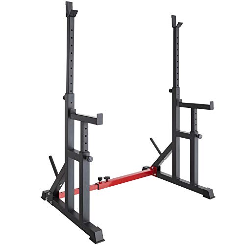 SICUREZZA AGGIUNTIVA CON APPOGGIO ANTERIORE: Questo squat rack regolabile di tectake offre un appoggio di sicurezza con gomma nell’area anteriore offre ulteriore stabilità durante l’allenamento, ideale per sessioni intensive a casa, come home gym multifunzione. Massima tranquillità anche durante esercizi ad alto impatto.