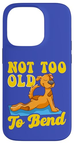 ヨガマットで面白いヨガ犬を曲げるには古すぎないかわいい犬 スマホケース iPhone 14 Pro 用