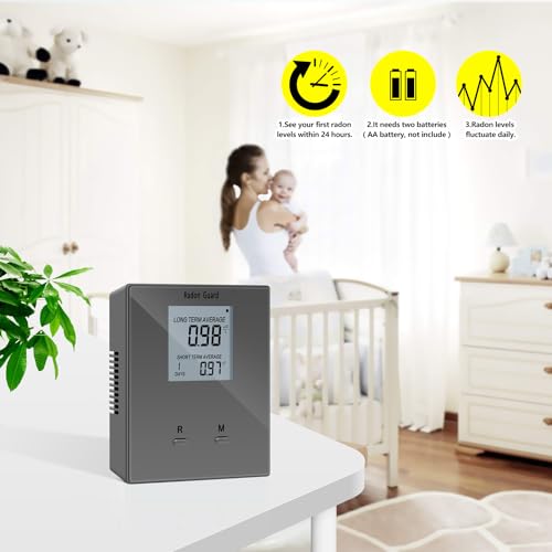 Home Radon Detector, Portable Radon Meter, Long and Short Term Home Radon Monitor, Battery-Powered, Prevent Excessive Radon Levels, Keep Your Health, Gray, Grey, BG-005 - Image 6