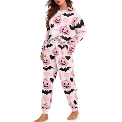 Image of Women's Pajamas Set Soft 2 Piece Loungewear Long Sleeve Pj Set Matching Sleepwear with Pockets for Women Plus Size
