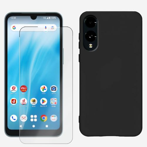 UOWORLD | Arrows We2 (F-52E/FCG02) ケース 【液晶保護フィルム・ブラックTPUセット】 ストラップホール付き 衝撃吸収 2Dソフト保護フィルム 4層構造 + TPU素材(フィルム:クリア,ケース:ブラック)