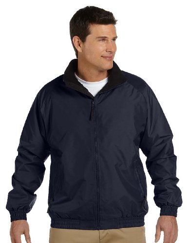 Fleece-Lined Nylon Jacket, 2XL, NAVY/BLACK