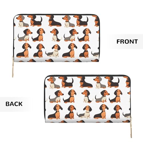 Dog Cute Dachshund Print Wallet Women Men, Long PU Leather Wallets for Women, Cute Womens Travel Wallet Purse Pouch with Zipper Pocket2