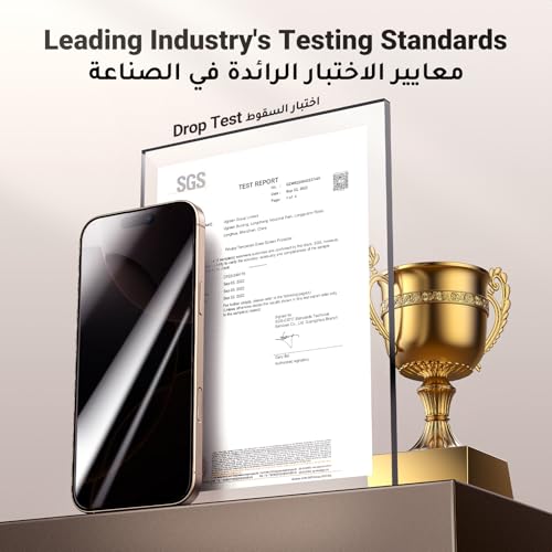 UGREEN iPhone 16 Pro Max Screen Protector Privacy 6.9'' 100% Privacy Protection Ultimate Drop Protection 1:1 Full Coverage Anti Spy Screen Protector 9H Tempered Glass Fit for Most Case 2 Pack