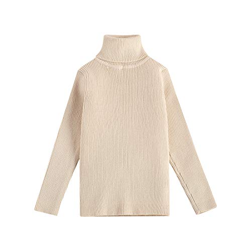 Newobnr Infant Baby Boys Girls Long Sleeve Sweaters Turtleneck Plain Pullover Warm Winter Tops Knitted Outwear (A-Beige, 18-24 Months)