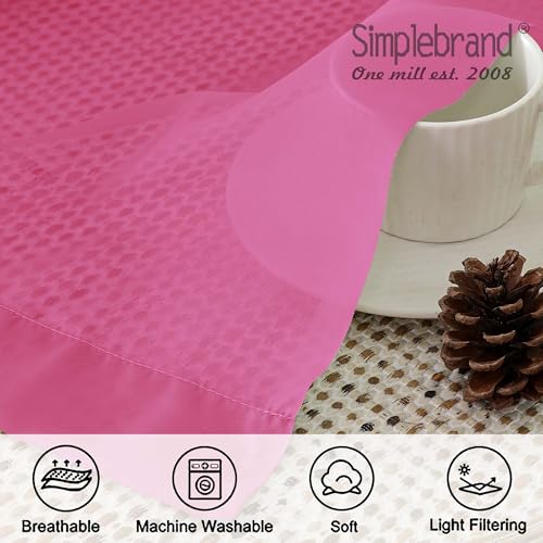 Image of Simplebrand Rod Pocket Top Solid Voile Sheer Curtains for Bedroom, 54 Inch Length Drapes Set of 2, Lightweight and Light Filtering Elegant Hot Pink Curtains Panels Window Treatment, 42Wx54L, Hot Pink