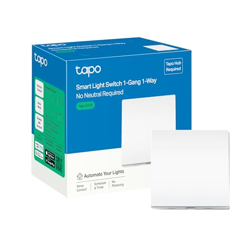 TP-Link Tapo Smart Interruptor de luz de 1 vía, mando a distancia y control por voz, modo apagado, no requiere neutral, batería incluida, funciona con Alexa y Google, Blanco