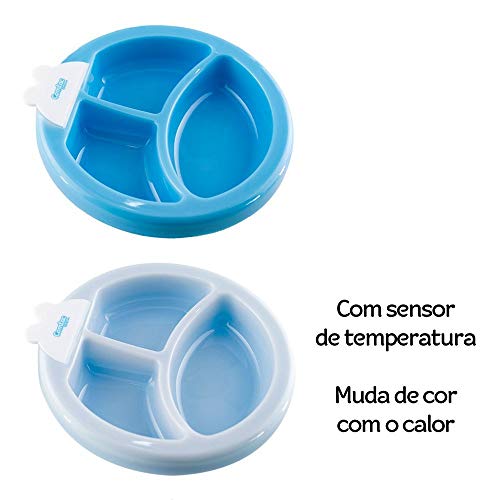 Prato Termico Infantil com Ventosa e 3 Divisórias Azul