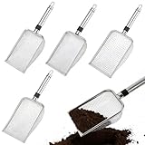 Riisoyu 4 Stück Gartensieb aus Edelstahl, Kompostsieb mit Rutschfester Griff Gartensieb Kompost Siebschaufel Garten Sandsieb Geeignet zum Sieben von Erde, Steine, Kompost (Ø 2,2.8,3.8,5 mm Masche)