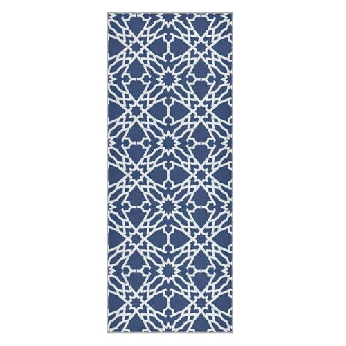 Wassud Navy Blue Texture Yoga Towel Mat with Organizer Bag Sweat Absorbent Yoga Mat Towel Non Slip for Hot Yoga Pilate Fitness 27"x73"