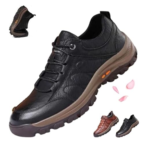 Mocasines casuales de cuero para hombre, hechos a mano, antideslizantes, con soporte de arco, zapatos cómodos para el trabajo, senderismo, zapatos deportivos para hombre, Black, 43 EU | Ya disponible en tu tienda friki favorita! En mundofriki.es!