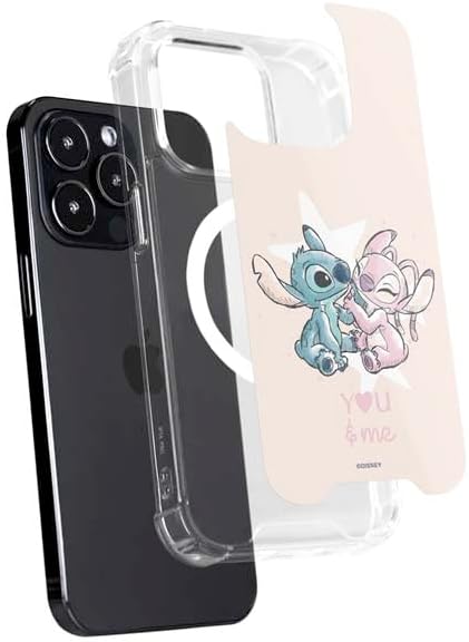Skinit Phone Case Compatible with MagSafe iPhone 15 Pro - Officially Licensed Disney Lilo and Stitch Stitch and Angel Design