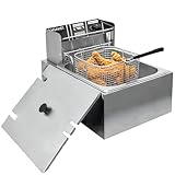 Raganet, Freidora Eléctrica, de Acero Inoxidable, 1600 Watts, Control de Temperatura Preciso,...