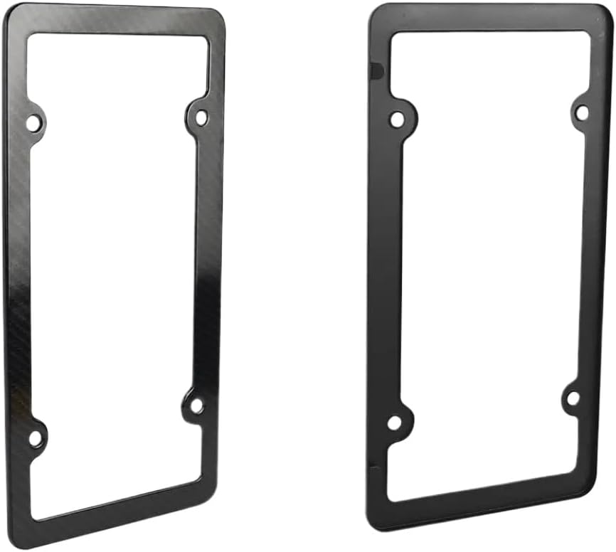 2 個 4 穴フロントリアカバーカーボンファイバーナンバープレートフレームブラックカーボンパターンプラスチック車のタグホルダーと互換