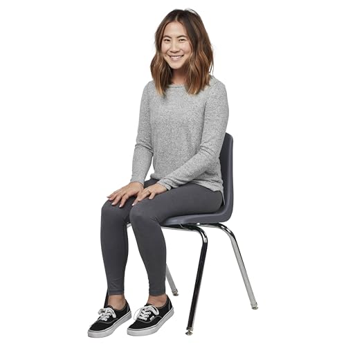 Image of FDP 18 inch School Stack Chair,Stacking Student Seat with Chromed Steel Legs and Swivel Glides for Classroom, Homeschool or Office - Gray (2-Pack), 13050-GY