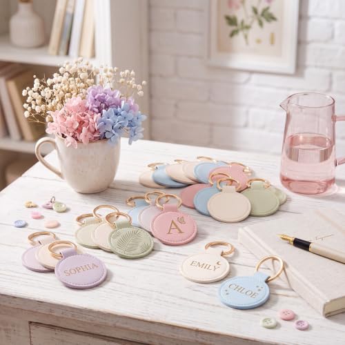 Image of Leather Keychain Blanks DIY Crafts | PU Leather Key Fob Kit with Metal Rings, Laser Engraving Blanks Keychain Bulk, Customized Keychains Backpack Birthday Gift