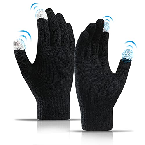 Los guantes de punto nuevos guantes de pantalla táctil se dividen en otoño e invierno calidez y guantes de lana para hombres y mujeres, Negro, 1 Cover