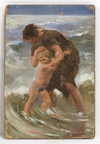 Impression d'affiches Mère et enfant dans les vagues pour créer une ambiance marine dans un salon