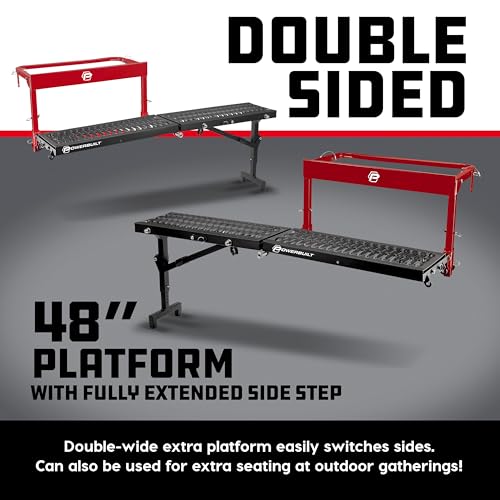 Image of Powerbuilt Double Platform Truck Tire Step, SUV, 48 Inch Adjustable Dual Width, 350 Pound Capacity - 941916ECE